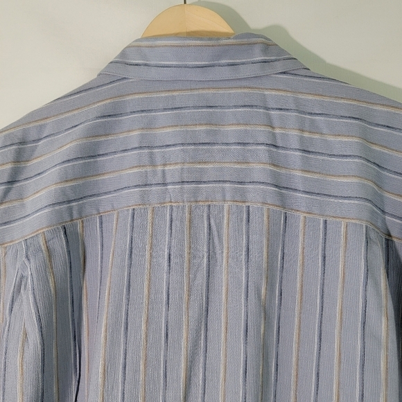 NWT VAN HEUSEN Studio Gray Striped Short Sleeve Button-Down Shirt Size S Soft - Picture 5 of 11